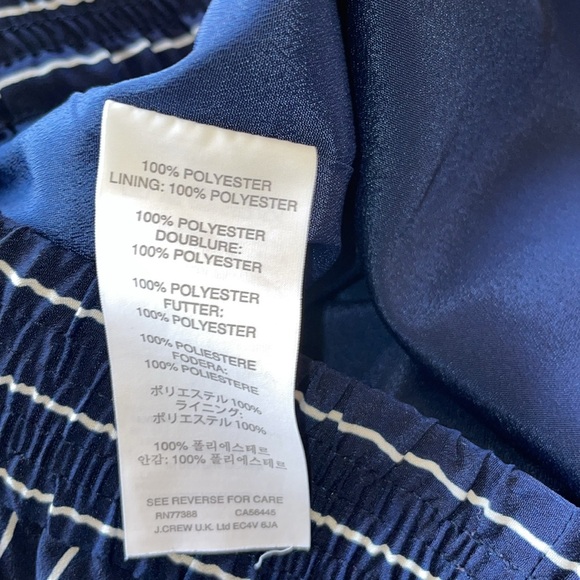 J Crew Tulip Ankle Navy White Stripe Contrast Seam Cropped Pants Elastic Waist - Picture 12 of 13